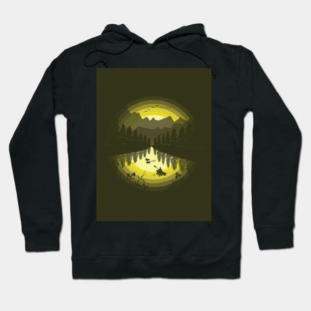 Kayak Silhouette Illustration Hoodie by Lookify